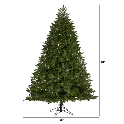 7' Oregon Spruce Artificial Christmas Tree w/ 850 Warm White Microdot LED Lights