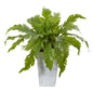 15"  Fern Artificial Plant in White Planter