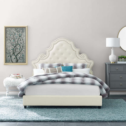 Valentina Tufted Nailhead Performance Velvet Queen Platform Bed by Modway