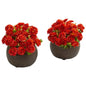 Japanese Artificial Arrangement in Brown Planter (Set of 2)