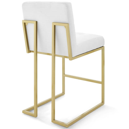 Privy Gold Stainless Steel Upholstered Fabric Counter Stool by Modway