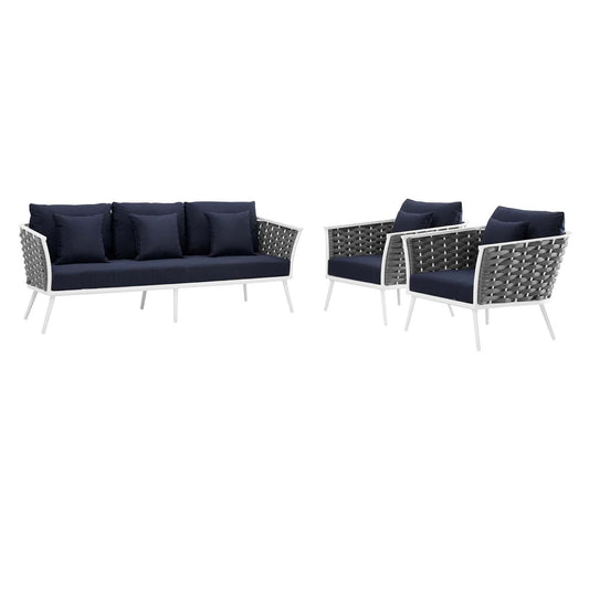Stance 3 Piece Outdoor Patio Aluminum Sectional Sofa Set by Modway