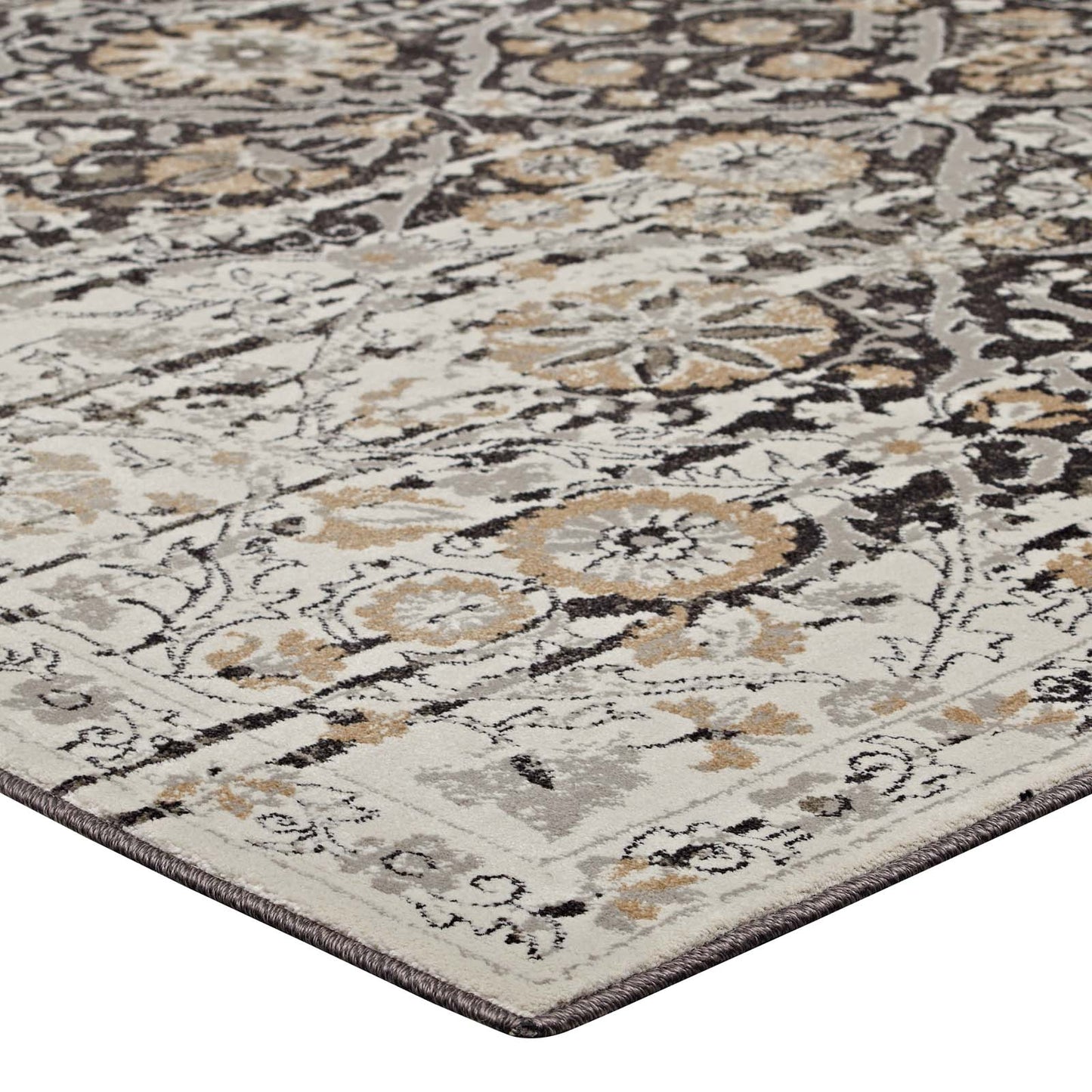 Ganesa Distressed Diamond Floral Lattice 5x8 Area Rug by Modway