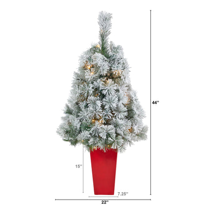 44' Flocked Oregon Pine Artificial Christmas Tree w/ 50 Clear Lights
