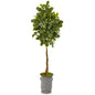 6' Beech Leaf Artificial Tree in Metal Planter with Copper Trimming