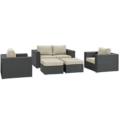 Sojourn 5 Piece Outdoor Patio Sunbrella¨ Sectional Set by Modway