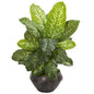 35" Dieffenbachia Artificial Plant In Metal Bowl (Real Touch)