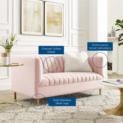 Shift Channel Tufted Performance Velvet Loveseat by Modway