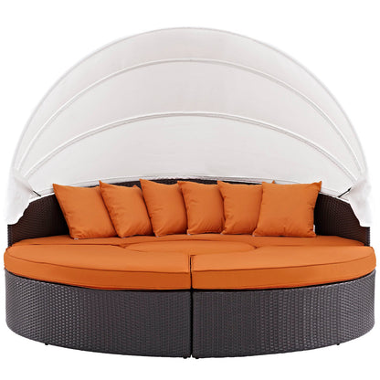 Quest Outdoor Patio Wicker Rattan Canopy Sectional Daybed by Modway