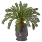 31"  Cycas Artificial Plant in Ribbed Metal Planter