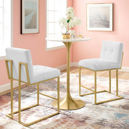 Privy Gold Stainless Steel Upholstered Fabric Counter Stool Set of 2 by Modway