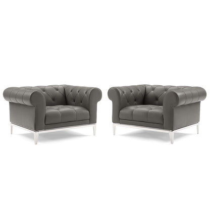 Idyll Tufted Upholstered Leather Armchair Set of 2 by Modway