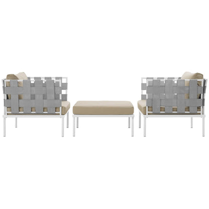 Harmony 3 Piece Outdoor Patio Aluminum Sectional Sofa Set by Modway