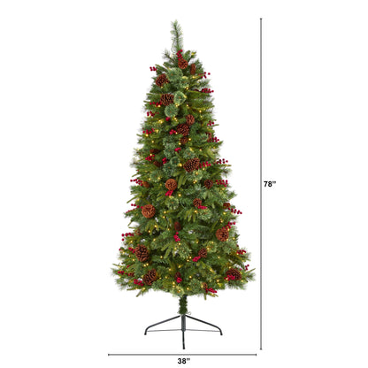 6.5' Norway Mixed Pine Artificial Christmas Tree w/ 350 Clear LED Lights