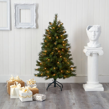 4' West Virginia Mountain Pine Artificial Christmas Tree w/ 100 Clear Lights