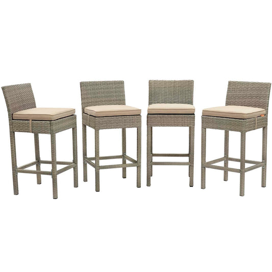 Conduit Outdoor Patio Wicker Rattan Bar Stool Set of 4 by Modway