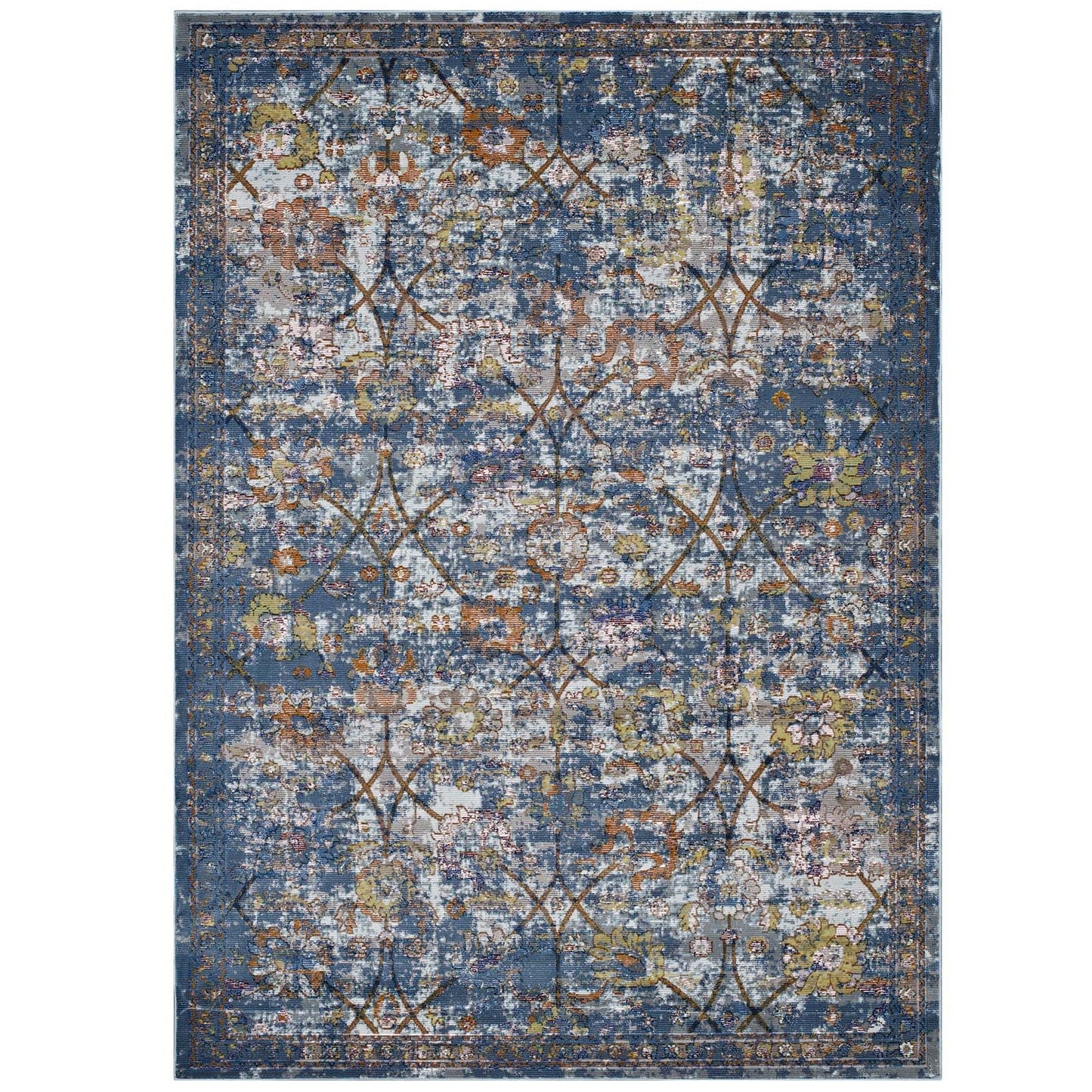 Minu Distressed Floral Lattice 8x10 Area Rug by Modway