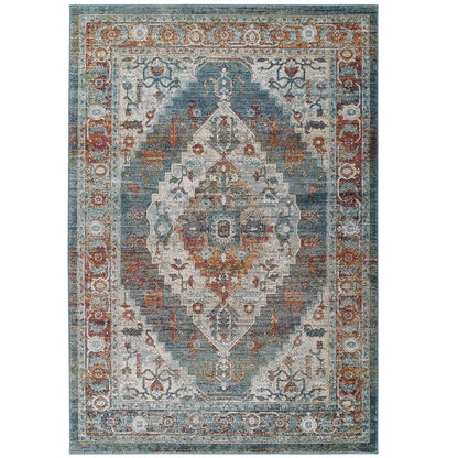 Tribute Camellia Distressed Vintage Floral Vintage Medallion 5x8 Area Rug by Modway