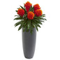 31' Bromeliad Artificial Plant in Gray Planter