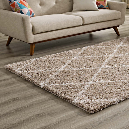 Toryn Diamond Lattice 5x8 Shag Area Rug by Modway
