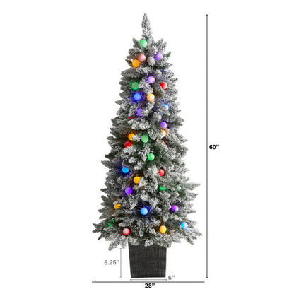 5' Flocked British Columbia Mountain Fir Artificial Christmas Tree