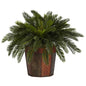 Cycas w/Octagon Vase Silk Plant