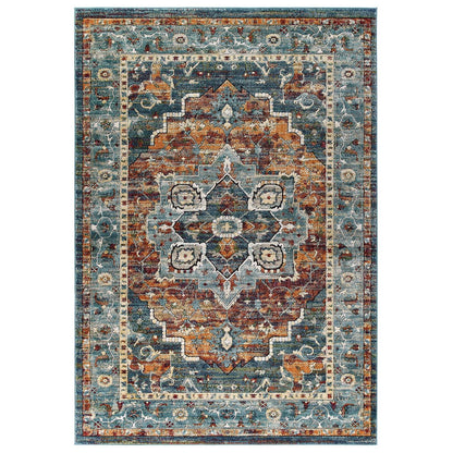 Tribute Diantha Distressed Vintage Floral Vintage Medallion 5x8 Area Rug by Modway