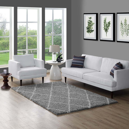 Toryn Diamond Lattice 5x8 Shag Area Rug by Modway