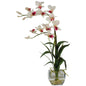 Dendrobium w/Glass Vase Silk Flower Arrangement