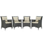 Sojourn 4 Piece Outdoor Patio Sunbrella¨ Dining Set by Modway
