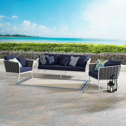 Stance 3 Piece Outdoor Patio Aluminum Sectional Sofa Set by Modway