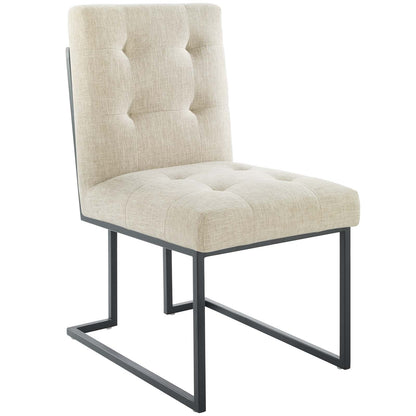Privy Black Stainless Steel Upholstered Fabric Dining Chair Set of 2 by Modway