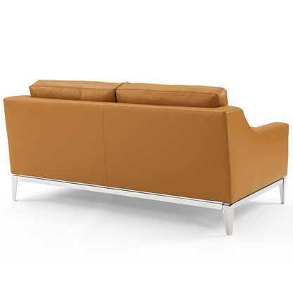 Harness Stainless Steel Base Leather Sofa and Loveseat Set by Modway