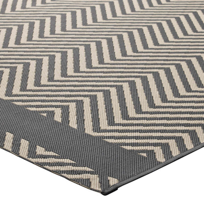 Optica Chevron With End Borders Indoor and Outdoor 5x8 Area Rug by Modway