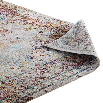 Success Merritt Transitional Distressed Floral Vintage Medallion 5x8 Area Rug by Modway
