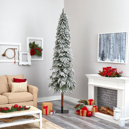 9' Flocked Gr& Alpine Artificial Christmas Tree w/ 600 Clear Lights