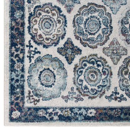 Entourage Odile Distressed Floral Moroccan Trellis 8x10 Area Rug by Modway