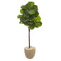 51"  Fiddle Leaf Artificial Tree in Sandstone Planter (Real Touch)