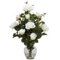 Rose Bush w/Vase Silk Flower Arrangement