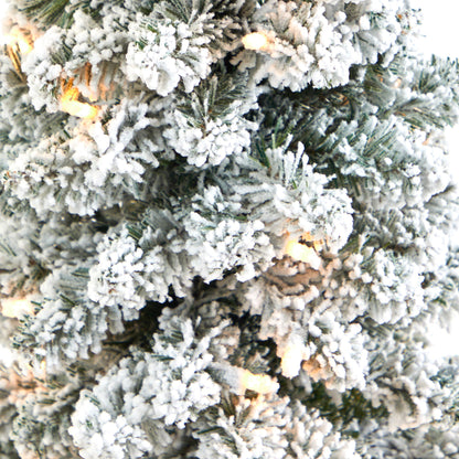 3.5' Flocked Pencil Artificial Christmas Tree w/ 50 Clear Lights & 132 Bendable