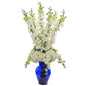 Delphinium and Hydrangea Artificial Arrangement in Blue Vase