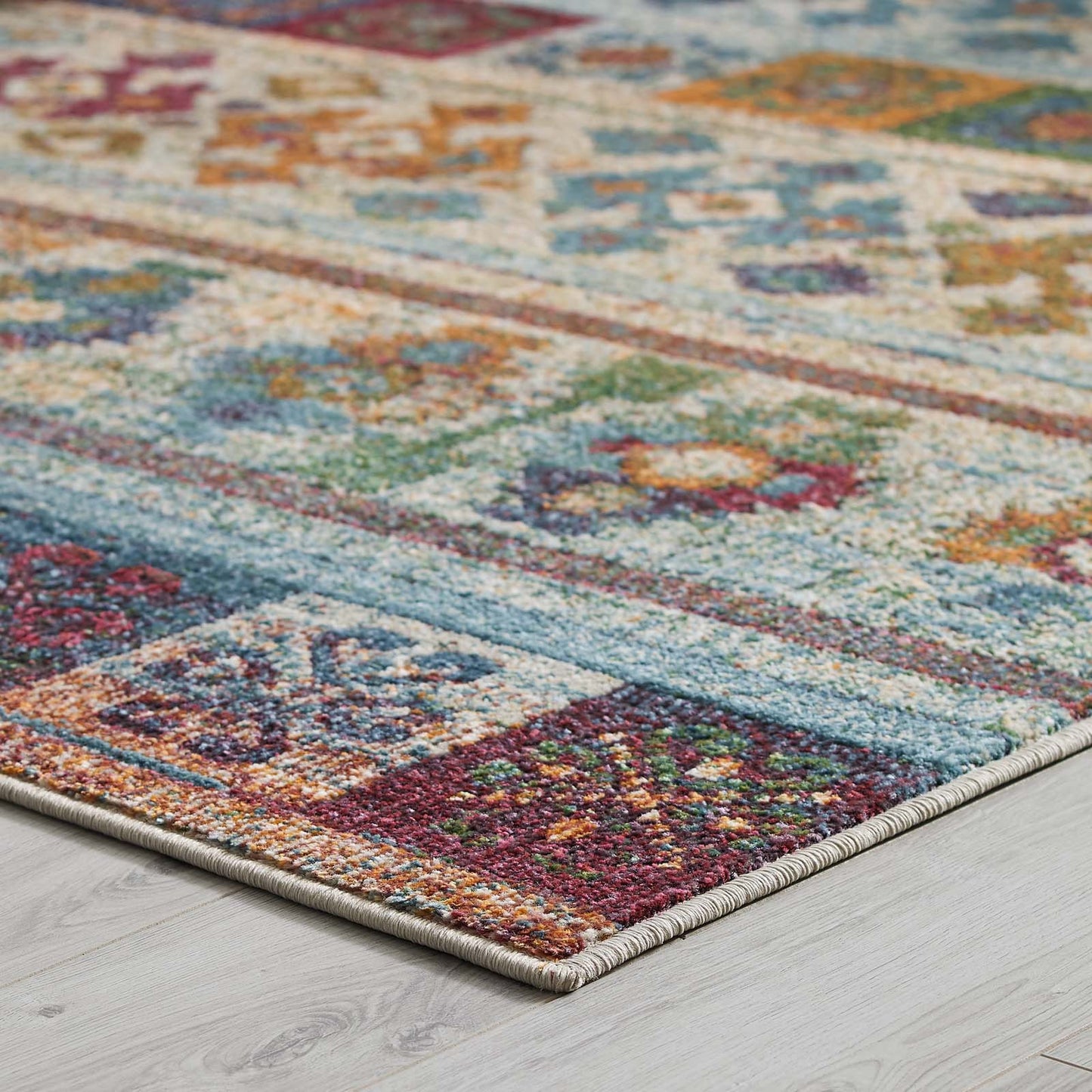 Tribute Nala Distressed Vintage Floral Lattice 8x10 Area Rug by Modway
