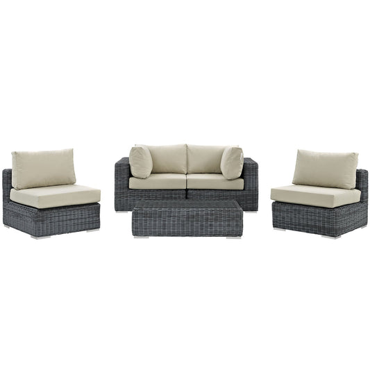 Summon 5 Piece Outdoor Patio Sunbrella¨ Sectional Set by Modway