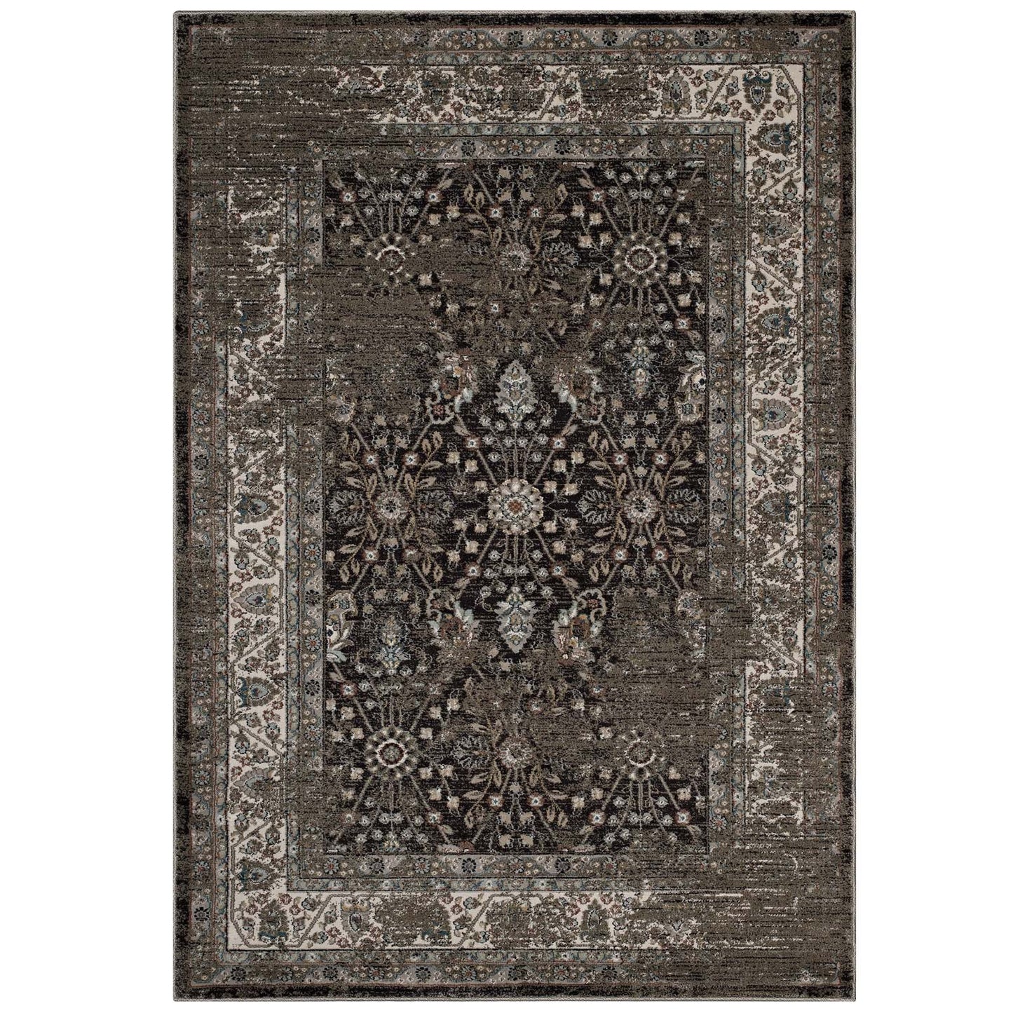 Berit Distressed Vintage Floral Lattice 8x10 Area Rug by Modway