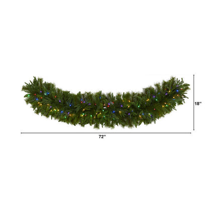 6' x 18" Christmas Pine Extra Wide Artificial Garland w/100 Multicolor LED