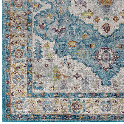 Success Anisah Distressed Floral Vintage Medallion 8x10 Area Rug by Modway