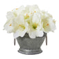 Amaryllis Arrangement in Vintage Bowl with Copper Trimming