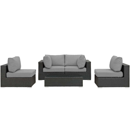 Sojourn 5 Piece Outdoor Patio Sunbrella¨ Sectional Set by Modway