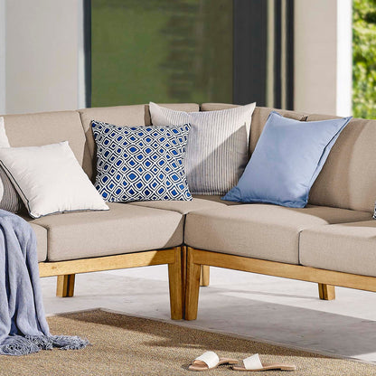 Sedona Outdoor Patio Eucalyptus Wood Sectional Sofa Corner Chair by Modway