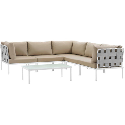 Harmony 6 Piece Outdoor Patio Aluminum Sectional Sofa Set by Modway